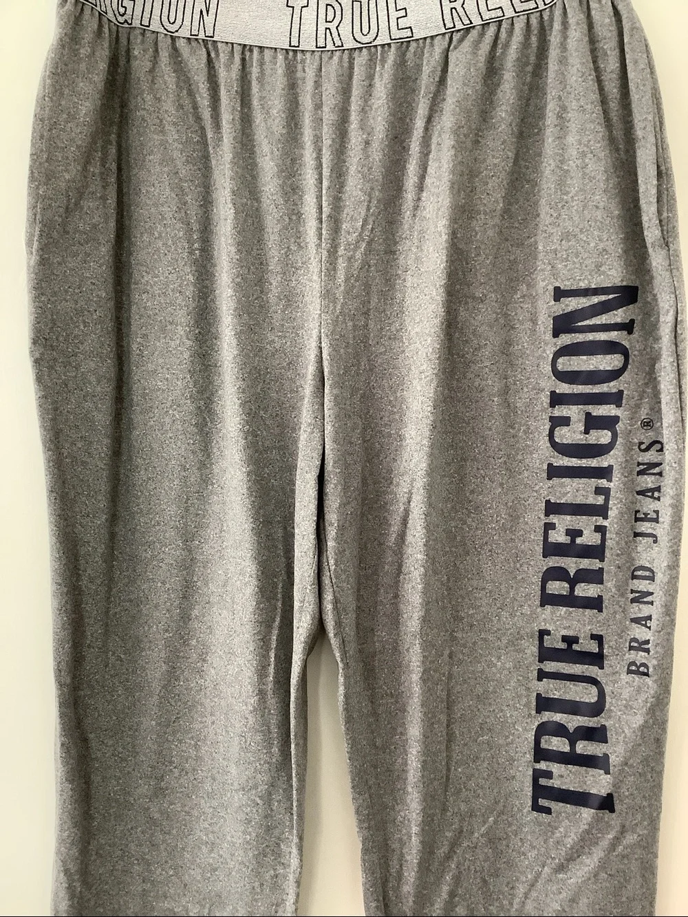 True Religion Heather Gray Jogger Pants with Navy Logo